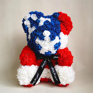 2021 Limited Edition US or UK Flag Enchanted Forever Rose Teddy Bear (2 Sizes)