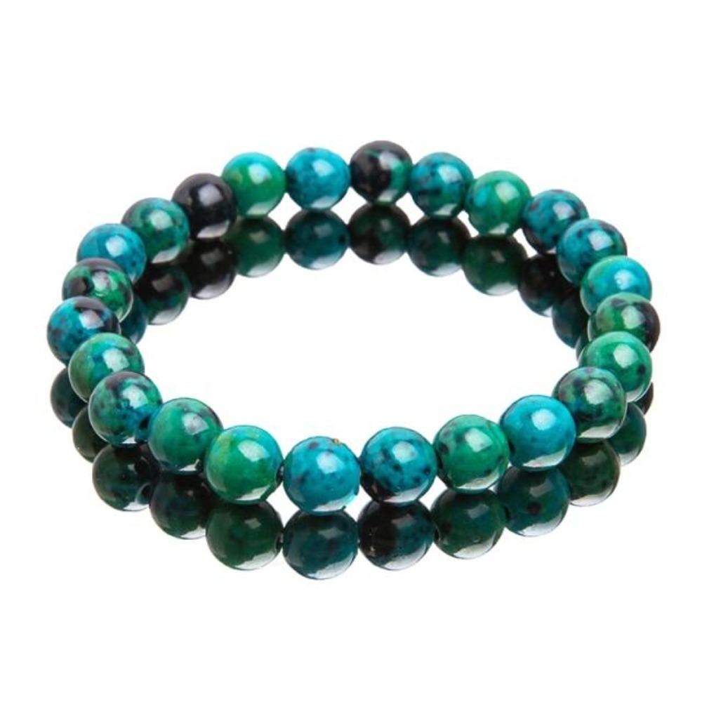Chrysocolla Malachite Natural Stone for Diabetes Relief Beads Bracelet (4 Styles)
