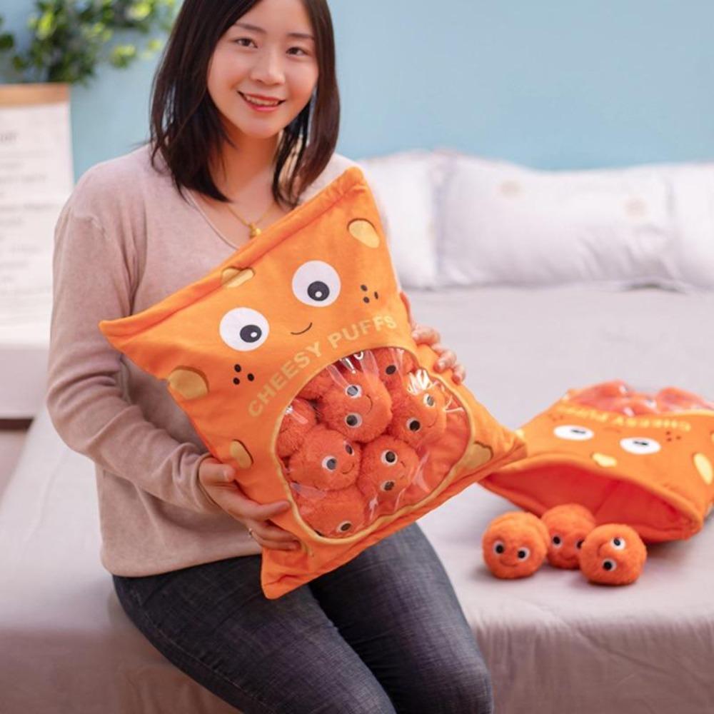 Kawaii Cheesy Puffs Smiley Pillow Plush Bag Stuffed Toys (2 Sizes)