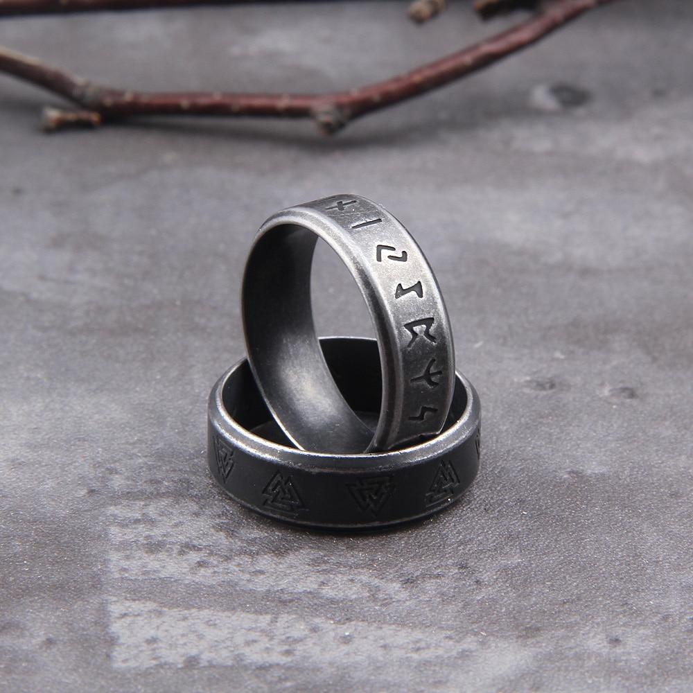 Viking Odin Norse Power Rune Or Valknut Symbol Stainless Steel Ring (2 Designs)
