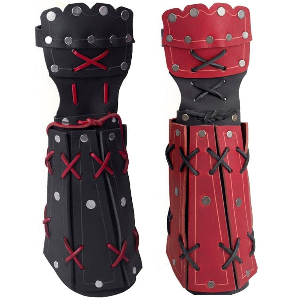 2PC Viking Samurai Leather Armor Gauntlets (2 Colors)