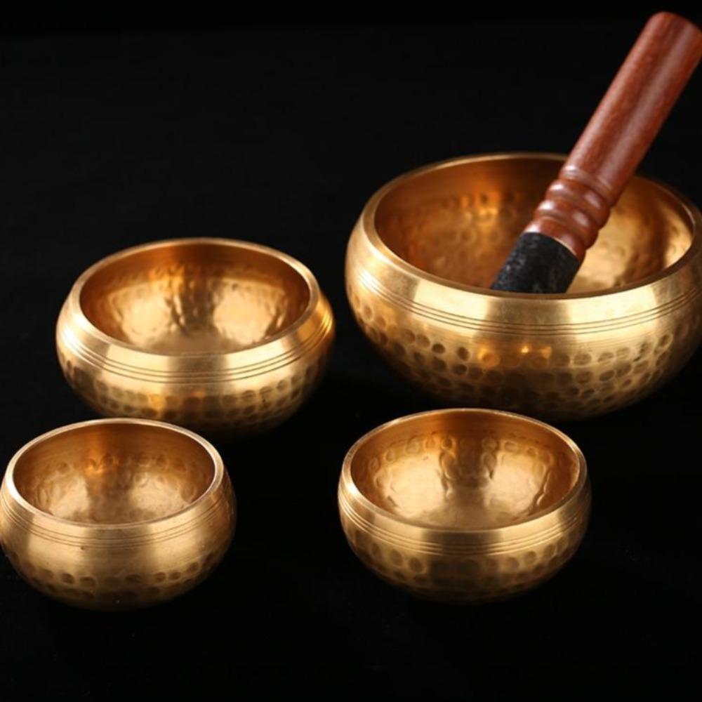 Tibetan Singing Bowl and Wooden Round Mallet Energy Meditation (8 Sizes)