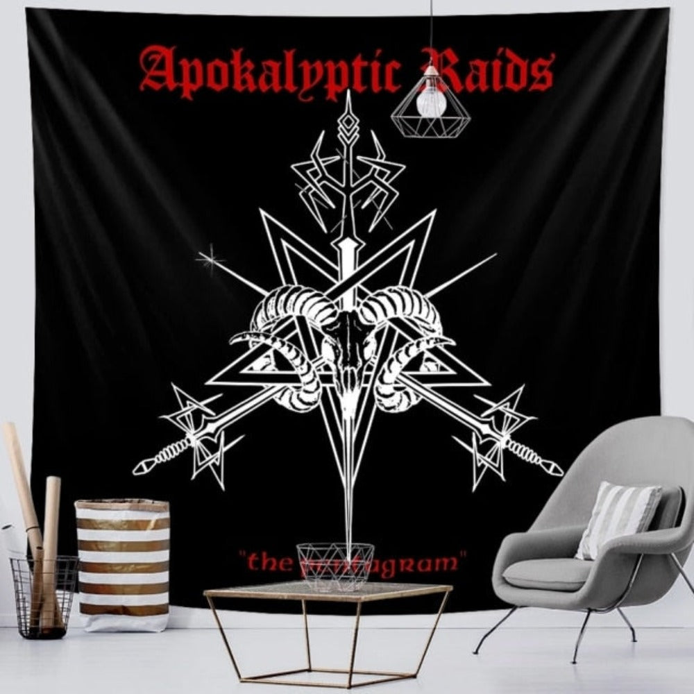 Viking Tapestry Ouroboros World Serpent Jörmungandr Compass Triquetra Raven Runes (5 Designs) 95x73cm