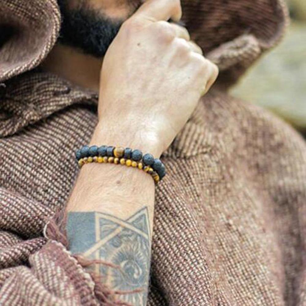 Tibetan Lava Stone Wooden Bead Wrist Chain Buddha Bracelet (13 Designs)