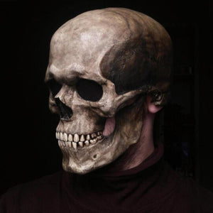 Full Skull With Moving Jaw Halloween Mask (Grey Color) Costume