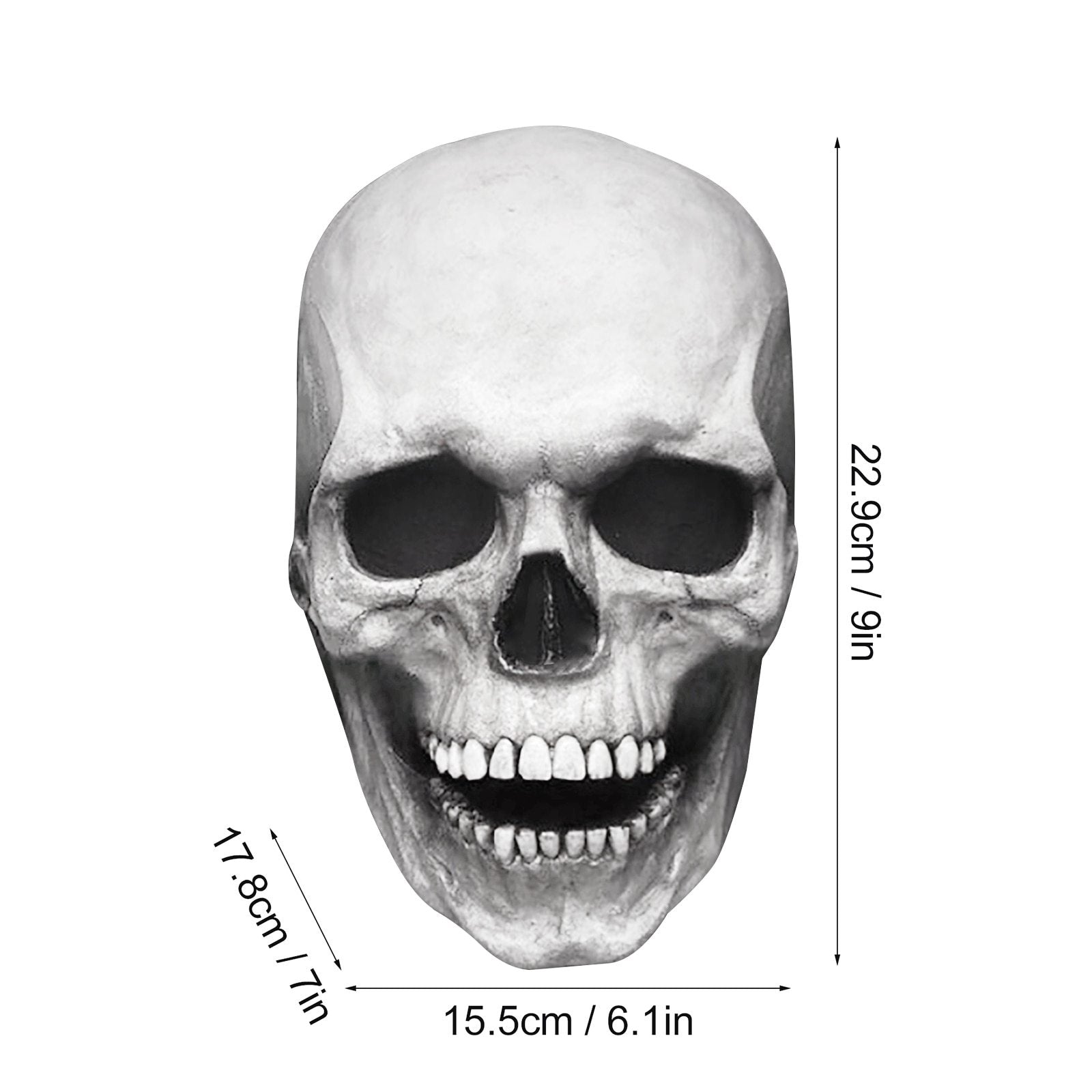 Full Skull With Moving Jaw Halloween Mask (Grey Color)