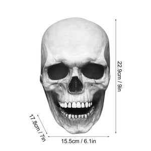 Full Skull With Moving Jaw Halloween Mask (Grey Color) Costume