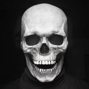 Full Skull With Moving Jaw Halloween Mask (Grey Color) Costume