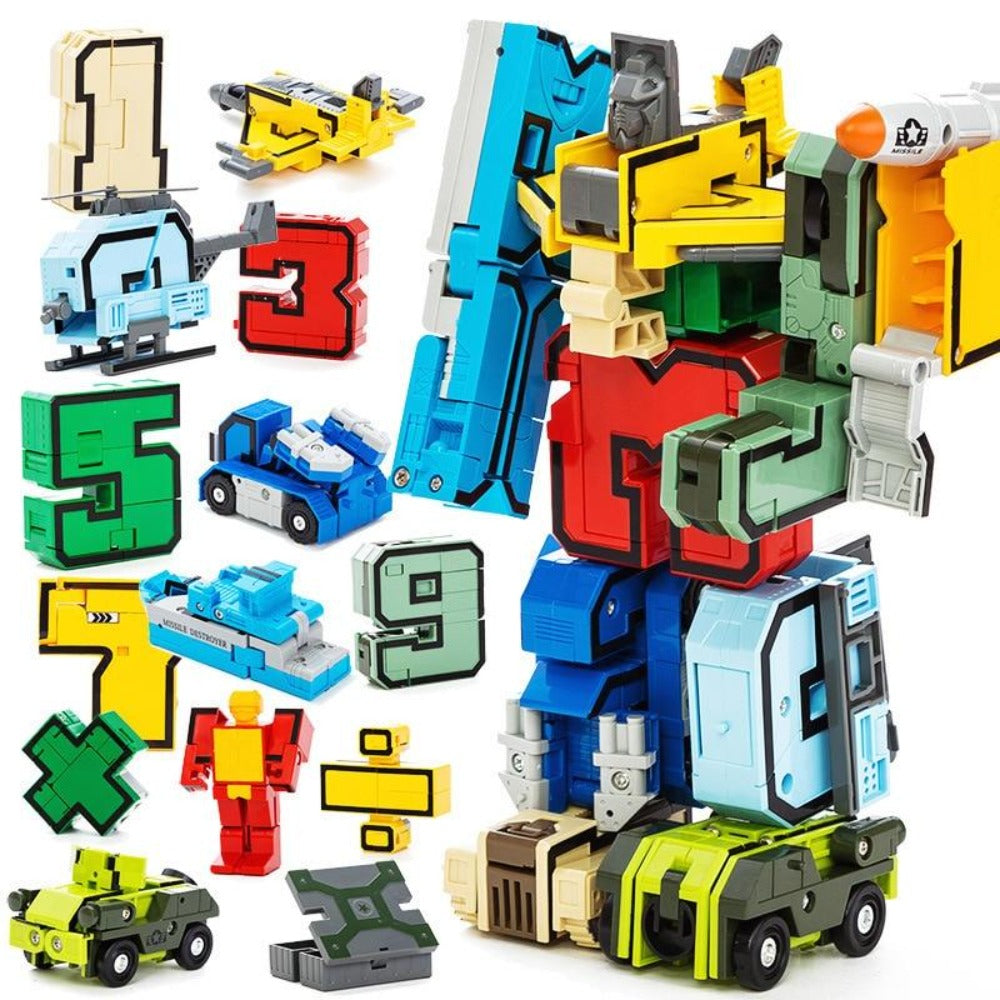 Fun With Numbers Transforming Robots (Combine Together) 15 Piece Set Children 6+