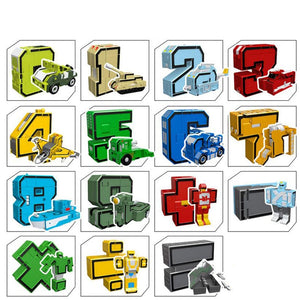 Fun With Numbers Transforming Robots (Combine Together) 15 Piece Set Children 6+