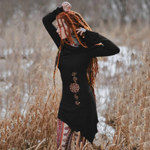 Renaissance Viking Tribe Long Sleeve Hooded Dress (4 Colors) S - 5XL