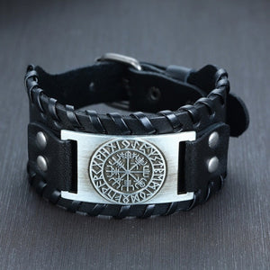 Viking Hammer Rune Compass Leather Wrap Bracelet (10 Styles)