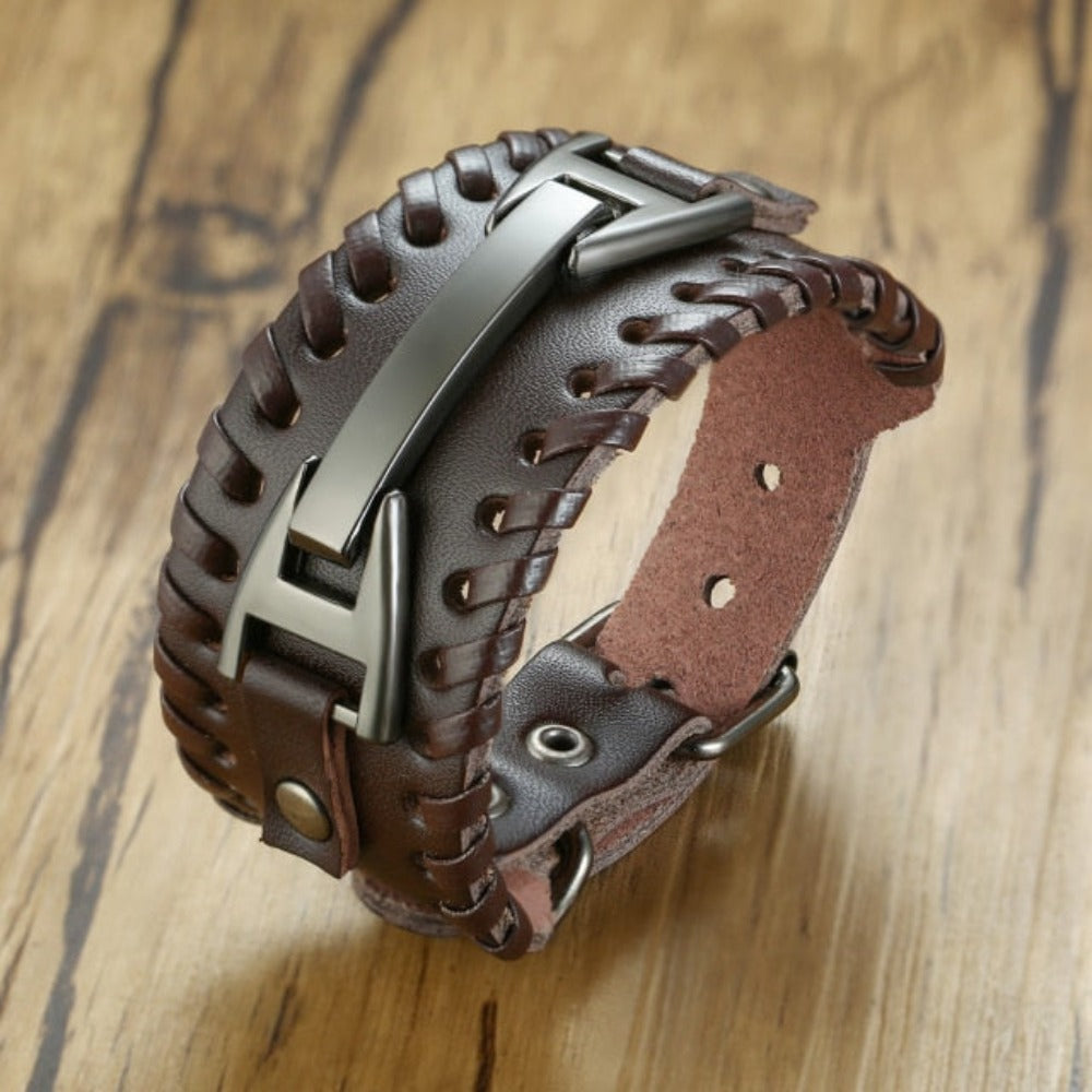 Viking Hammer Rune Compass Leather Wrap Bracelet (10 Styles)