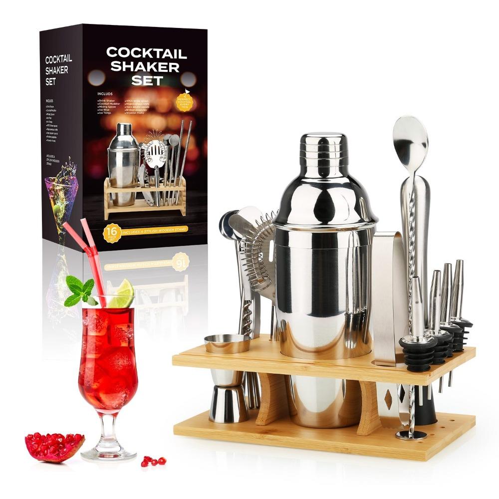 Cocktail Shaker Set Bartender Tool Kit (2 Colors) 16PCS Stainless Steel