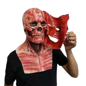 Full Skull With Removable Face Double Halloween Clown Mask