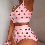 Strawberry Cami Pajama Shorts Set Lingerie (11 Designs) S-2XL