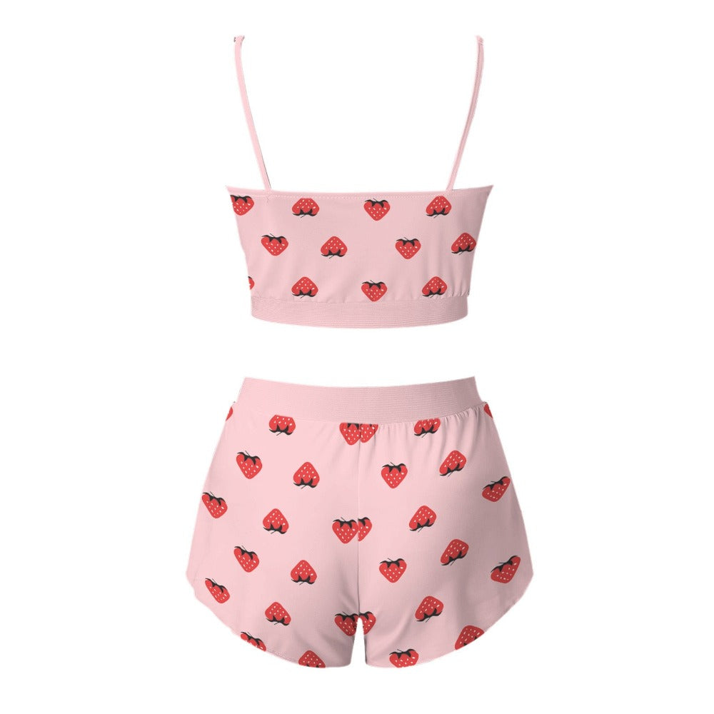 Strawberry Cami Pajama Shorts Set Lingerie (11 Designs) S-2XL