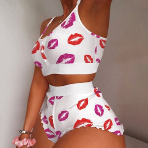 Strawberry Cami Pajama Shorts Set Lingerie (11 Designs) S-2XL