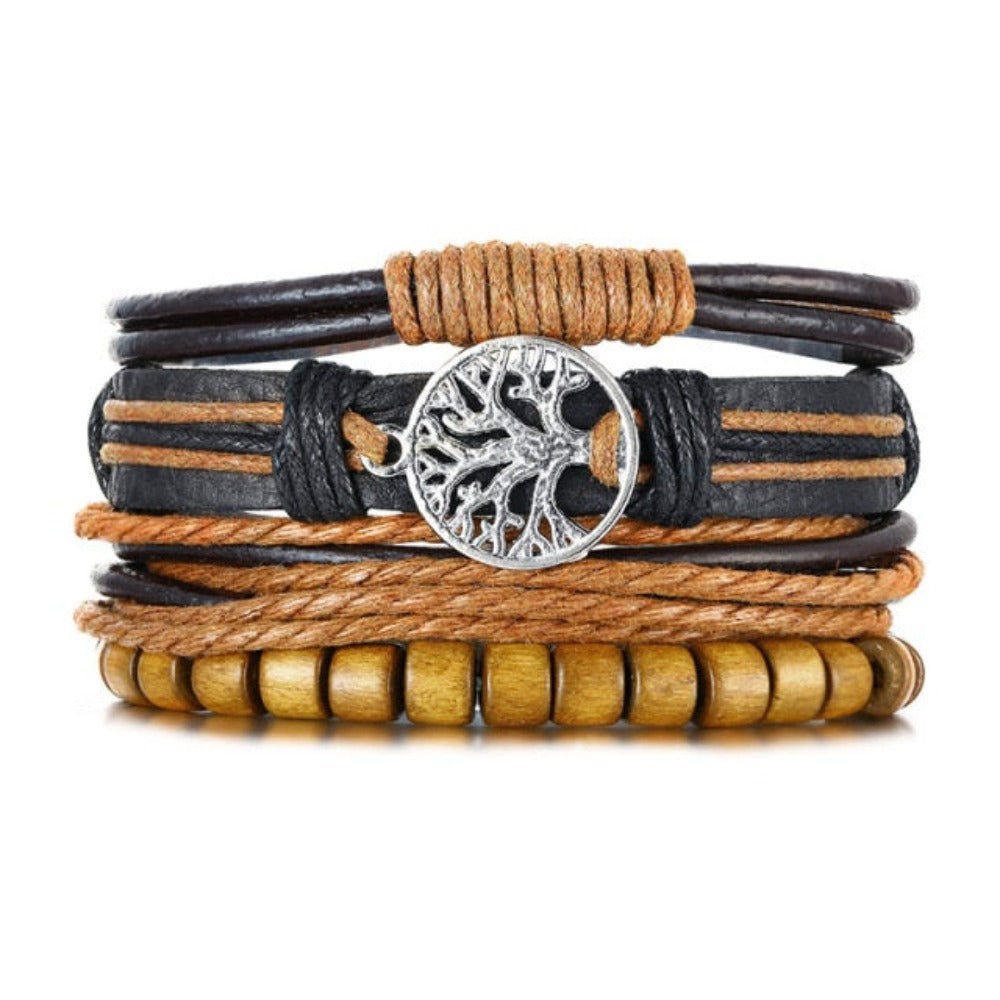 Viking Tree of Life Leather Braided Wrap Bracelet (29 Styles) 4Pcs Set