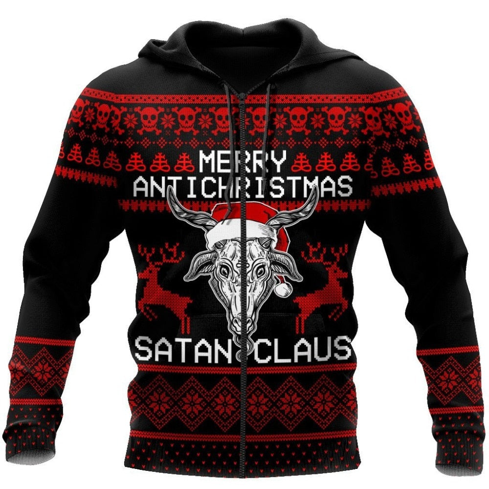Merry Antichristmas Satanclaus Hoody Christmas Sweater (3 Styles) XS-7XL