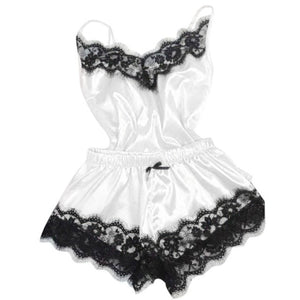 Satin Pajamas Cami Shorts Set Lingerie (10 Colors) S-3XL
