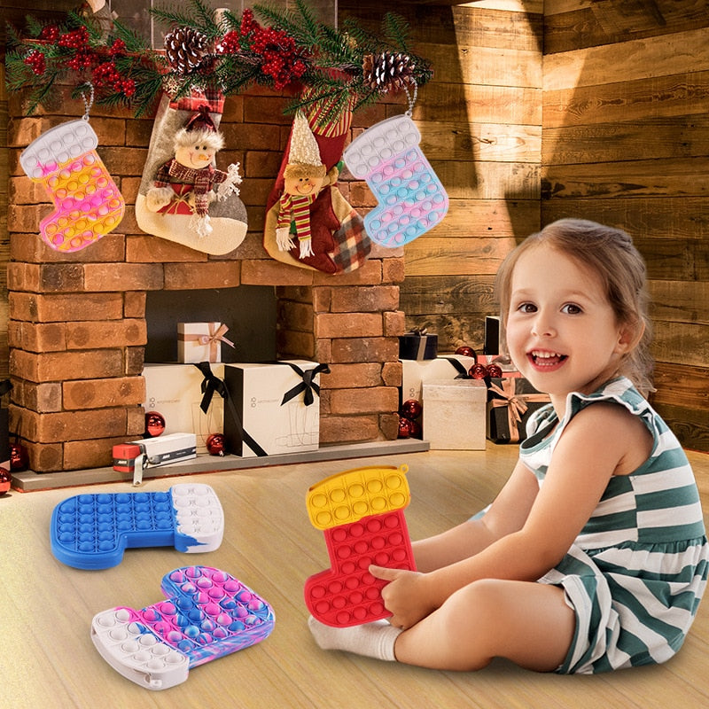 Christmas Stocking Push Bubble Pop Fidget Toy Stress Reliver (8 Designs)