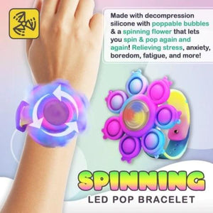 Push Bubble LED Spinner Bracelet Pop Fidget Toy Stress Reliver (3 Designs)