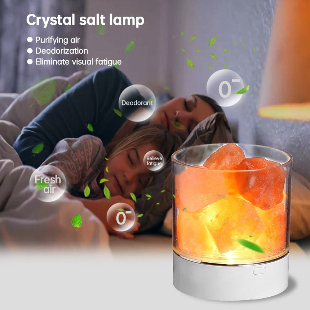 Rechargeable Crystal Light Natural Himalayan Salt Lamp Led Lamp Air Purifier Mood Creator Indoor Warm Light Table Lamp Bedroom Lava Lamp Best Gift Shoppers