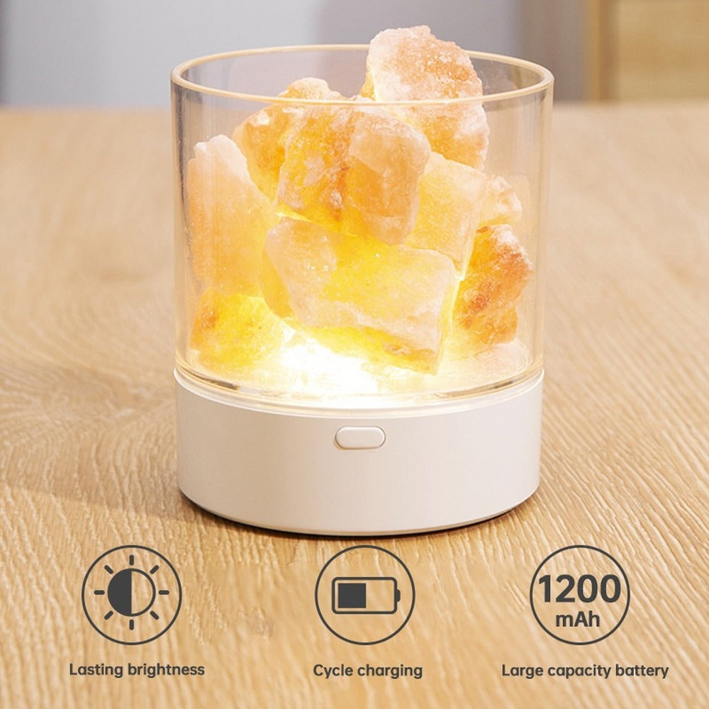 Rechargeable Crystal Light Natural Himalayan Salt Lamp Led Lamp Air Purifier Mood Creator Indoor Warm Light Table Lamp Bedroom Lava Lamp Best Gift Shoppers