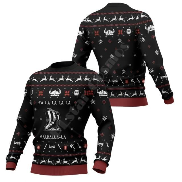 Viking Ship Hooded Christmas Sweater (3 Styles) S-7XL