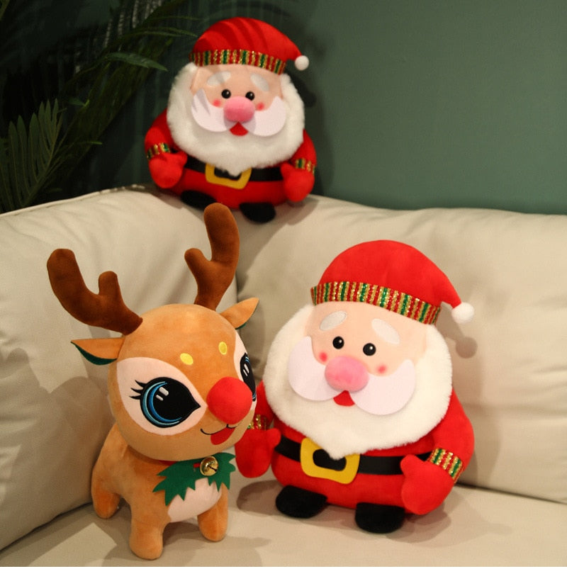 Merry Christmas Santa or Rudolph Stuffed Animal Plush (3 Sizes)