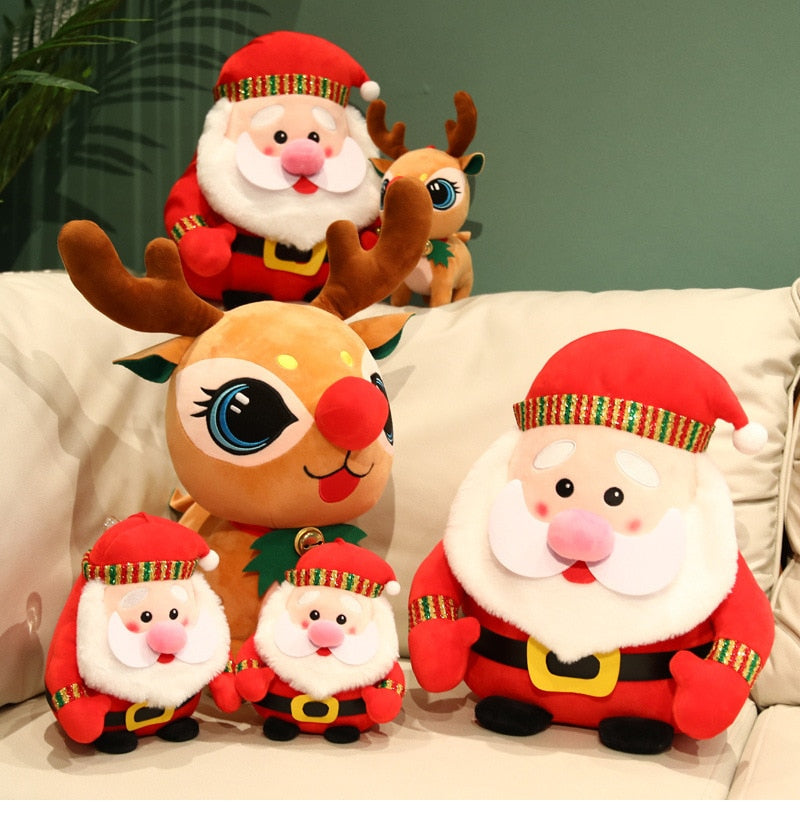 Merry Christmas Santa or Rudolph Stuffed Animal Plush (3 Sizes)