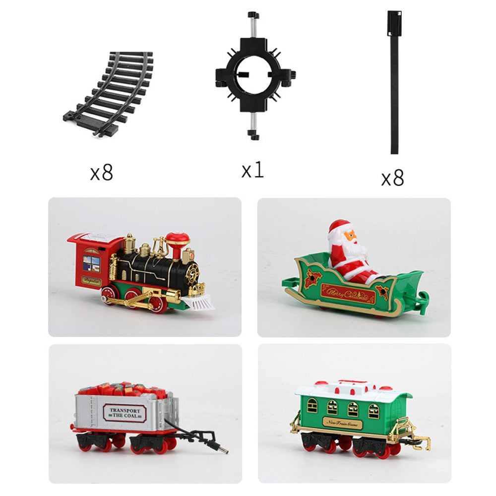 Santa Train Set with Christmas Tree Railroad Track