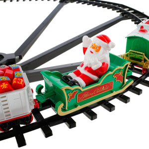 Santa Train Set with Christmas Tree Railroad Track