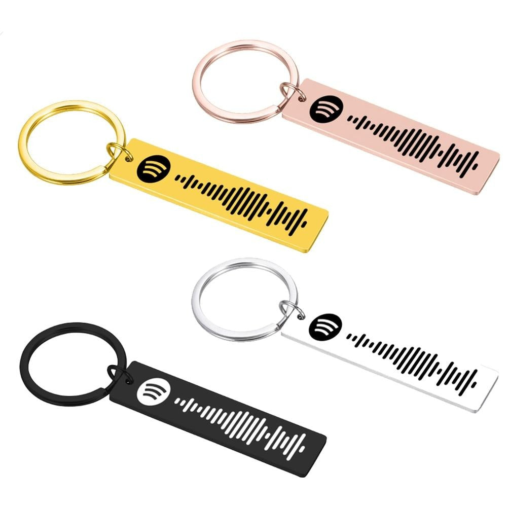 Custom Engrave Personalized Spotify Scan Keychain (3 Styles 4 Colors)
