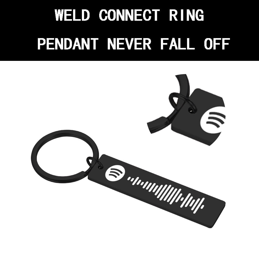 Custom Engrave Personalized Spotify Scan Keychain (3 Styles 4 Colors)