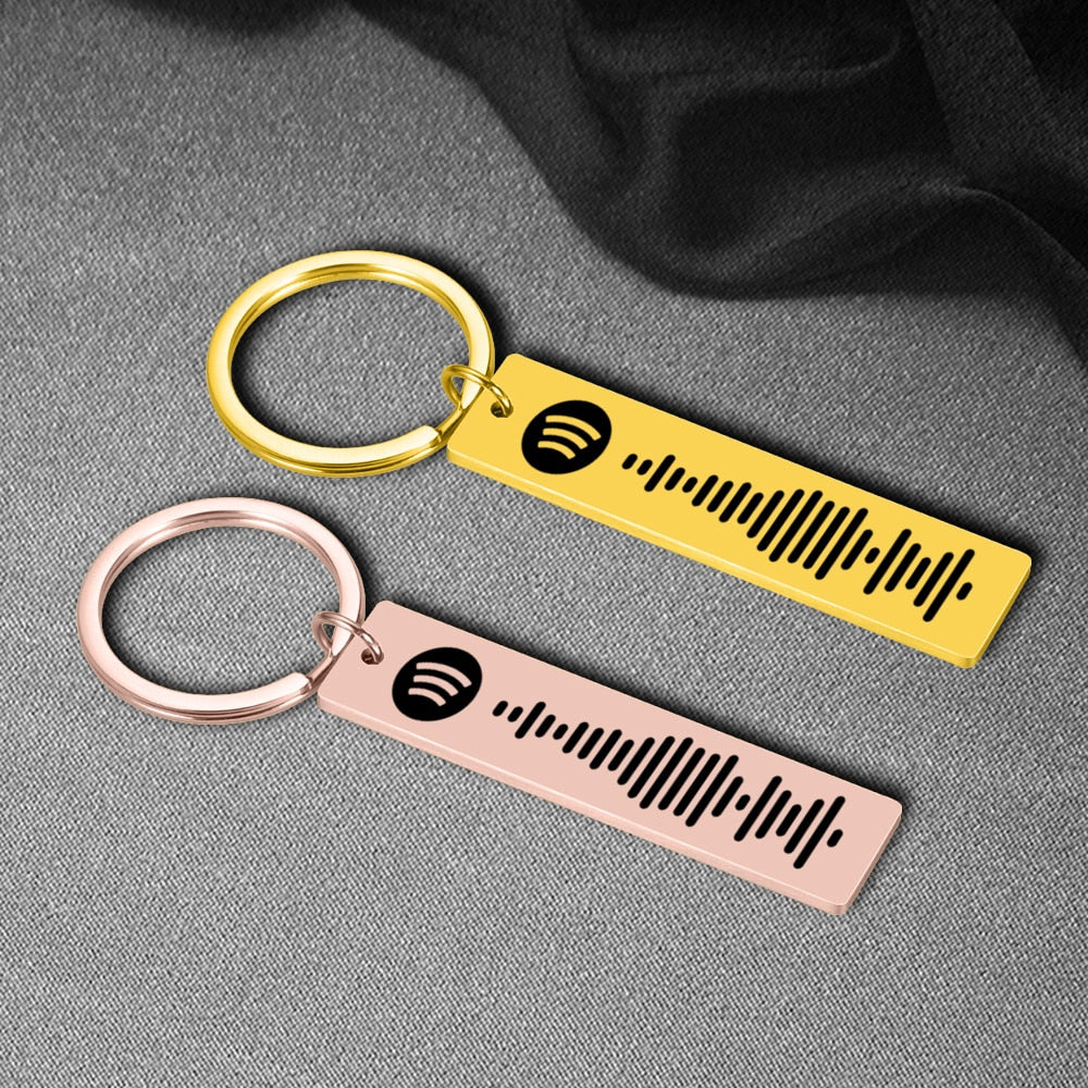 Custom Engrave Personalized Spotify Scan Keychain (3 Styles 4 Colors)