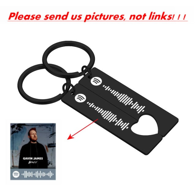 Custom Engrave Personalized Spotify Scan Keychain (3 Styles 4 Colors)