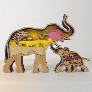 Wooden Animal Diorama (14 Styles) Elk, Wolf, Pony, Elephant, Eagle, Bear