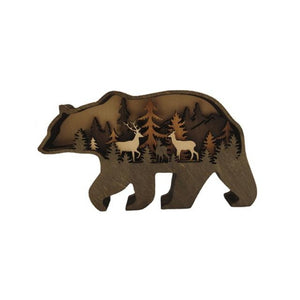 Wooden Animal Diorama (14 Styles) Elk, Wolf, Pony, Elephant, Eagle, Bear