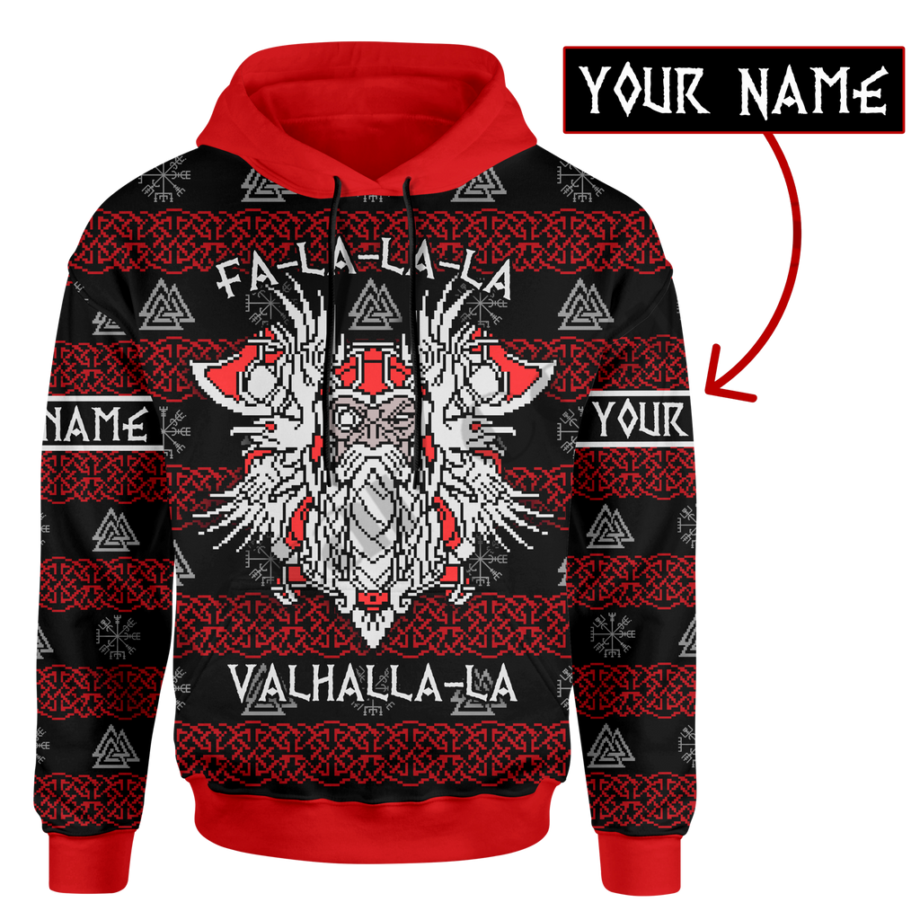 Custom Name Odin Thor Viking Hooded Christmas Sweater (3 Styles) S-7XL