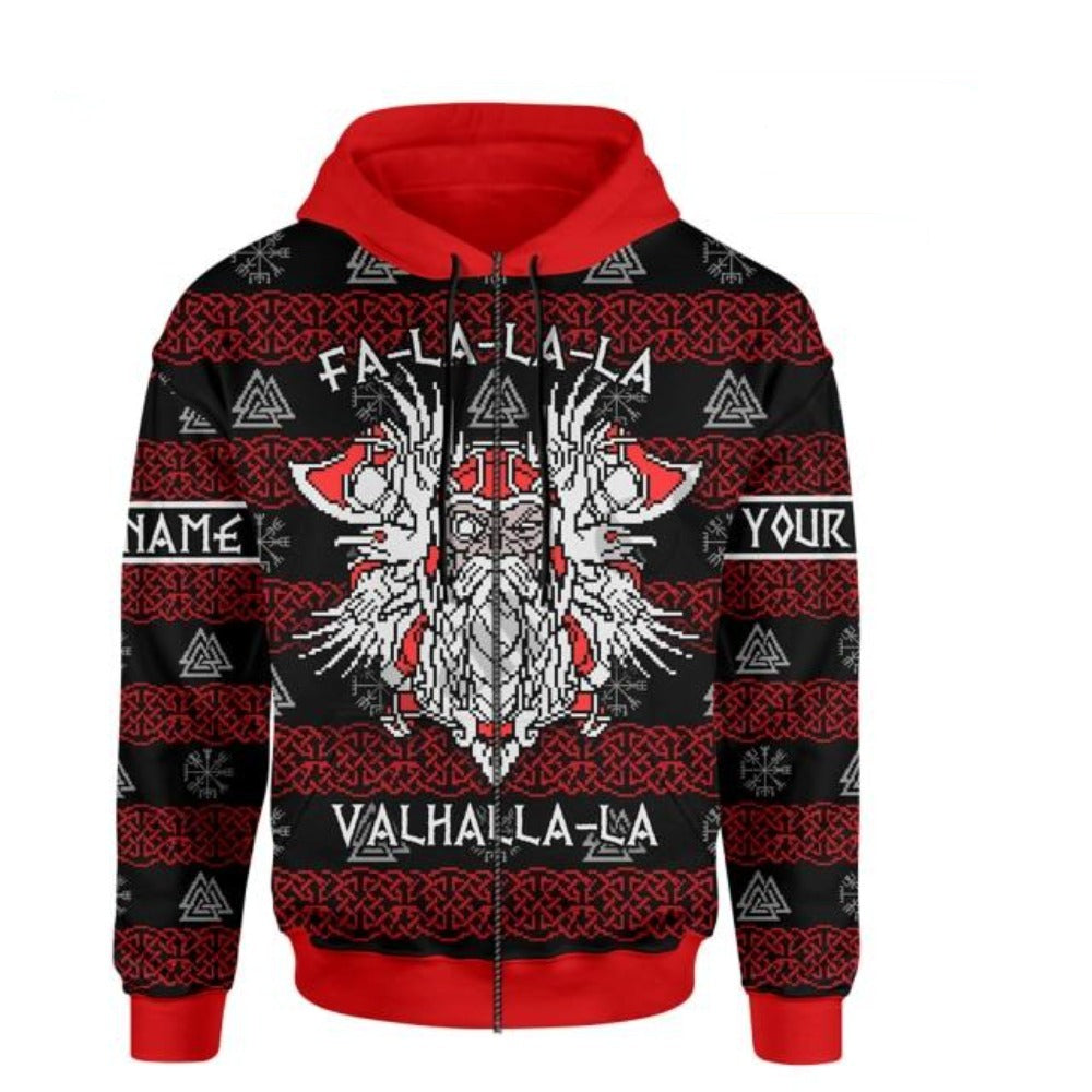 Custom Name Thor Viking Hooded Christmas Sweater (3 Styles) S-7XL