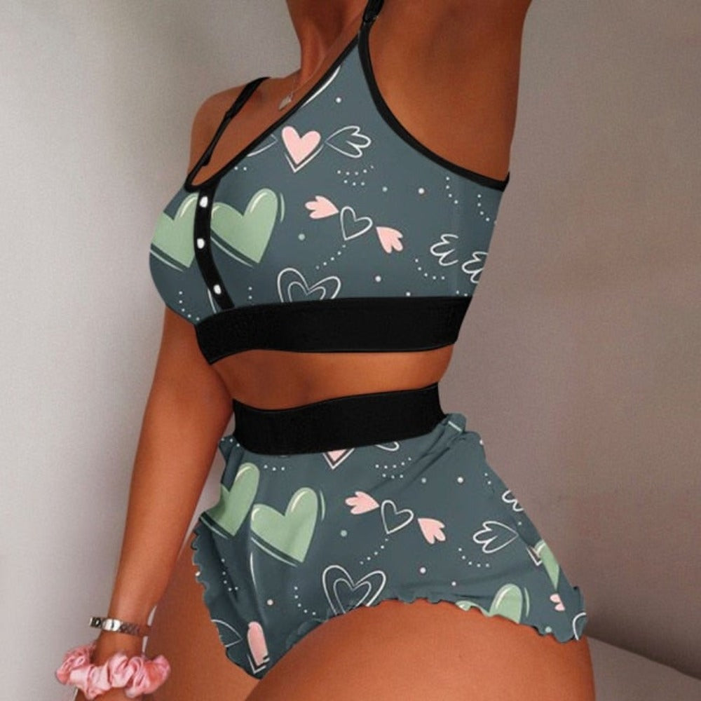 Strawberry Cami Pajama Shorts Set Lingerie (11 Designs) S-2XL