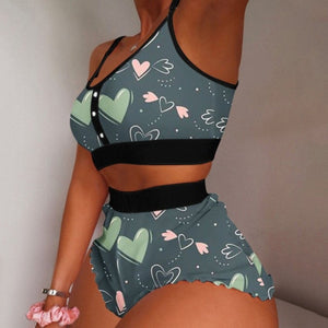 Strawberry Cami Pajama Shorts Set Lingerie (11 Designs) S-2XL