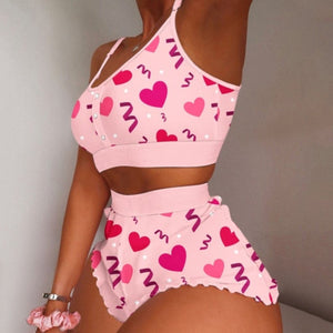 Strawberry Cami Pajama Shorts Set Lingerie (11 Designs) S-2XL