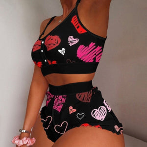 Strawberry Cami Pajama Shorts Set Lingerie (11 Designs) S-2XL