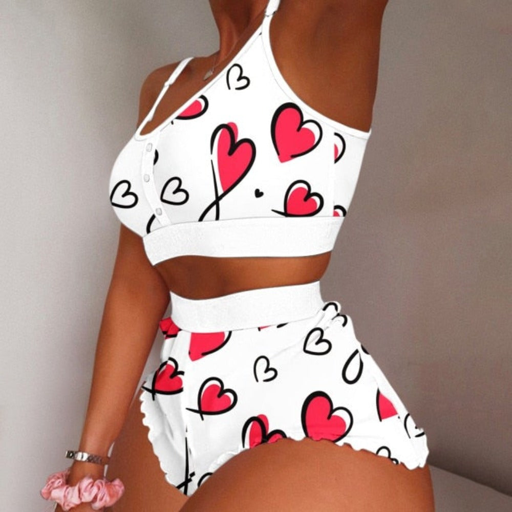 Strawberry Cami Pajama Shorts Set Lingerie (11 Designs) S-2XL
