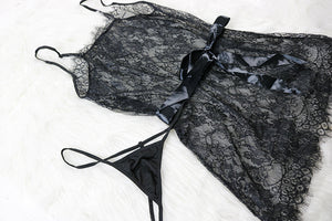 Black Lace Dress Sleepwear Lingerie Set (2 Styles) M - 5XL Plus Size