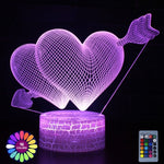 3D Love Changing Color Lights Acrylic Lamp Illusion (18 Designs)