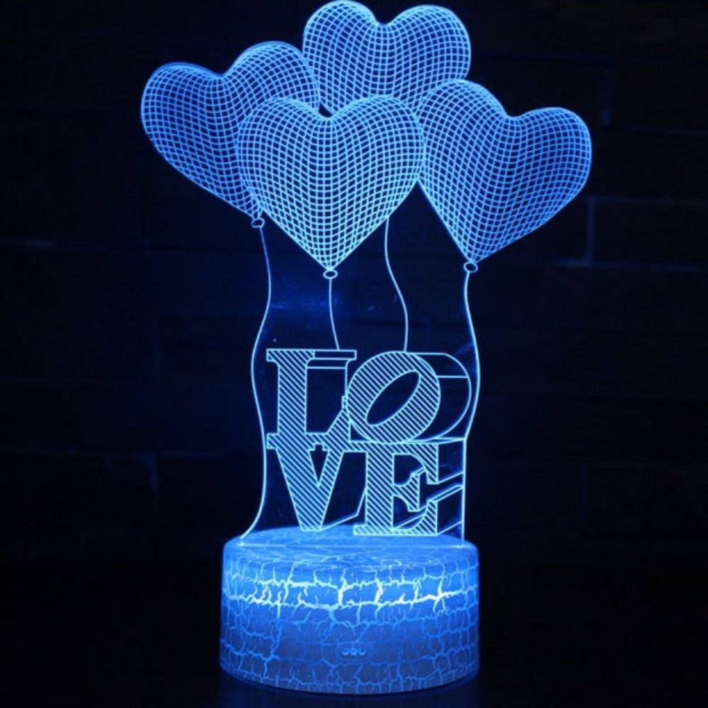3D Love Changing Color Lights Acrylic Lamp Illusion (18 Designs)